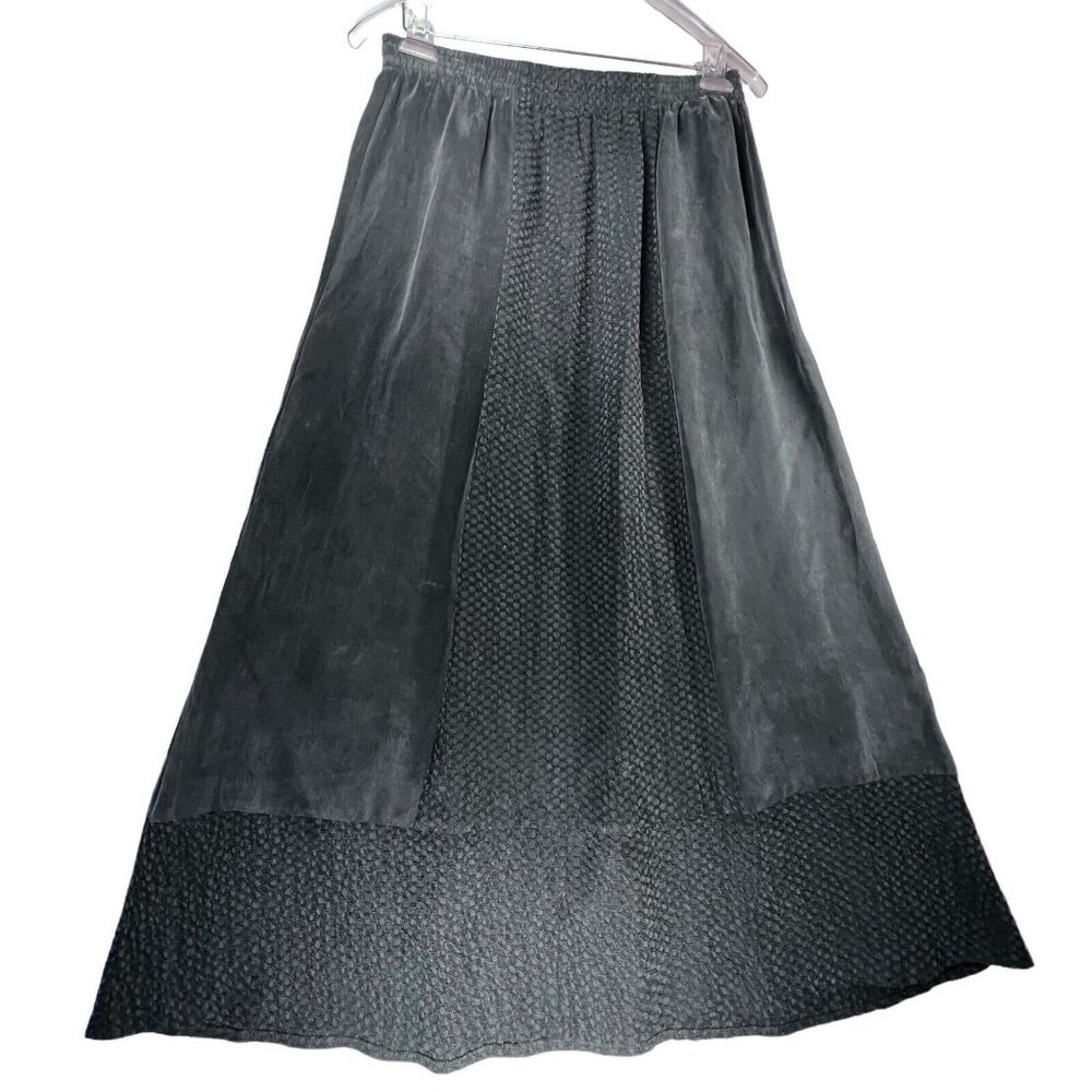 Vtg Wild Rose Midi Maxi Skirt Set 2 piece Womens 14 Gray Boho Rayon Textured USA - Picture 10 of 16